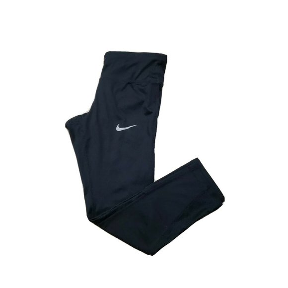 Nike DRI-FIT Women's Cropped Mesh Vent Panels Black Leggings XS Extra Small - Picture 1 of 8